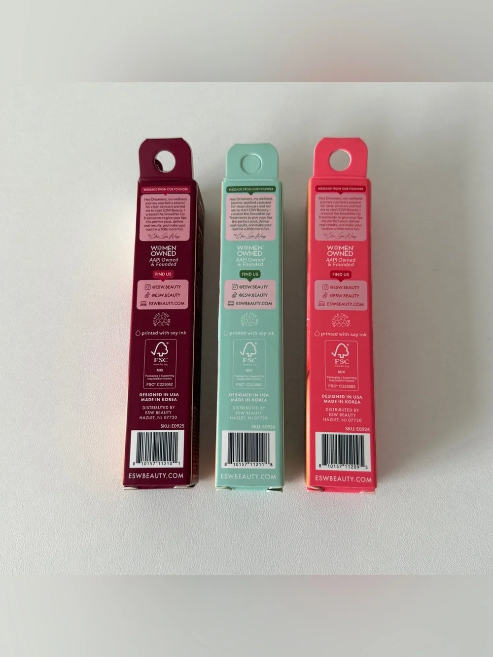 ESW Beauty lip treatment set of 3 with charms